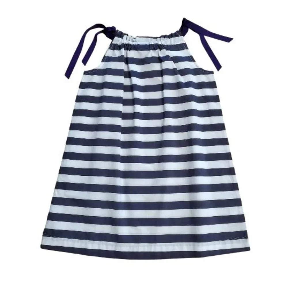 NWT Hanna Andersson Blue White Striped Pillowcase Dress - Size 110 (US 5)